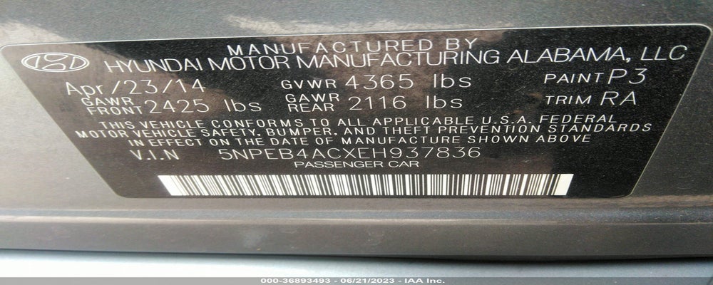 5NPEB4ACXEH937836 2014 HYUNDAI SONATA photo no. 9