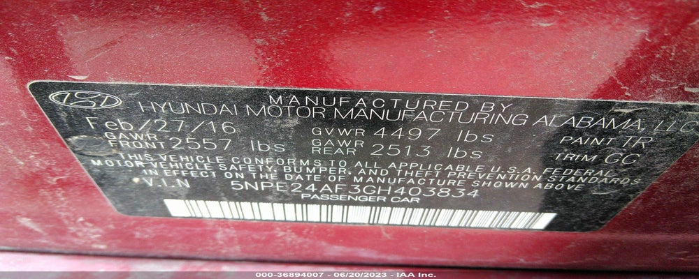5NPE24AF3GH403834 2016 HYUNDAI SONATA photo no. 9