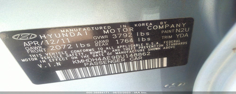 KMHDH4AE9BU148862 2011 HYUNDAI ELANTRA photo no. 9
