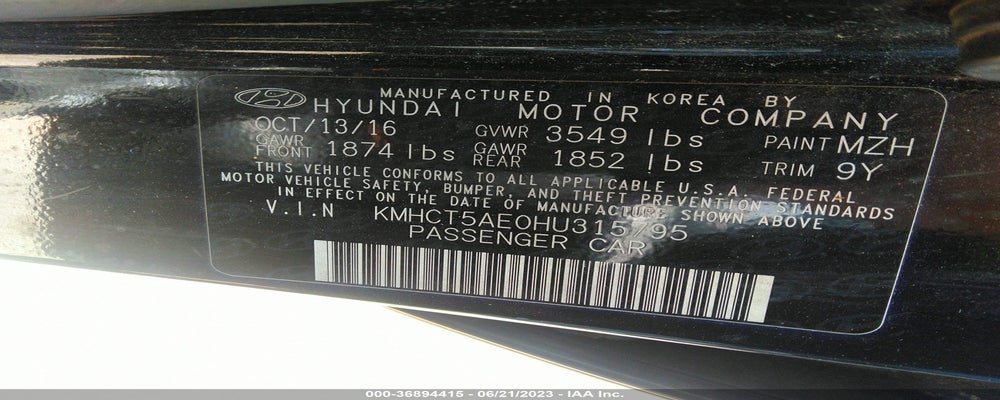 KMHCT5AE0HU315795 2017 HYUNDAI ACCENT photo no. 9