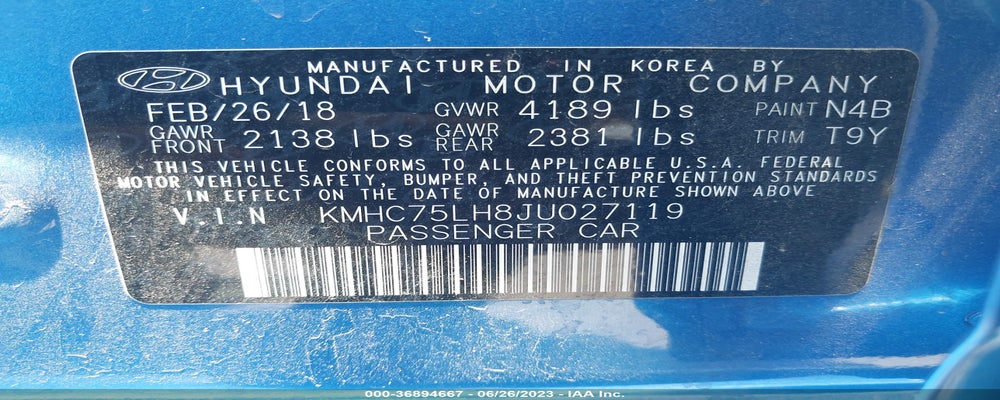 KMHC75LH8JU027119 2018 HYUNDAI IONIQ ELECTRIC photo no. 9
