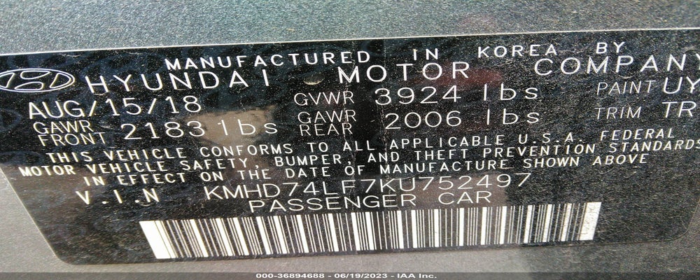KMHD74LF7KU752497 2019 HYUNDAI ELANTRA photo no. 9