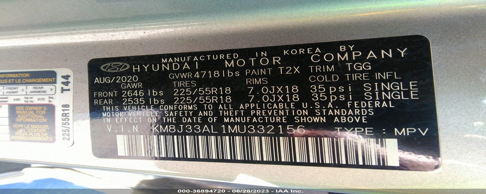 KM8J33AL1MU332156 2021 HYUNDAI TUCSON photo no. 9