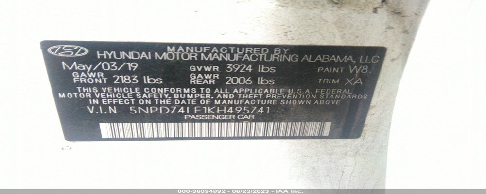 5NPD74LF1KH495741 2019 HYUNDAI ELANTRA photo no. 9