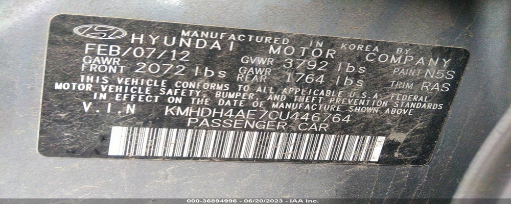 KMHDH4AE7CU446764 2012 HYUNDAI ELANTRA photo no. 9