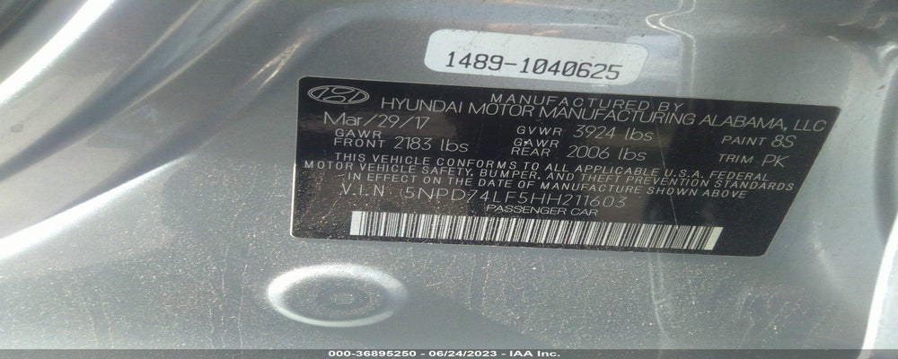 5NPD74LF5HH211603 2017 HYUNDAI ELANTRA photo no. 9