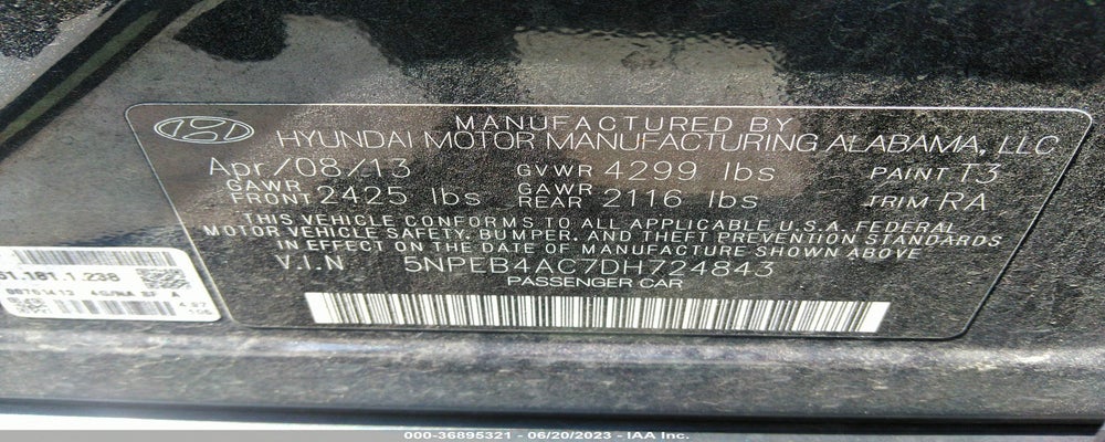 5NPEB4AC7DH724843 2013 HYUNDAI SONATA photo no. 9