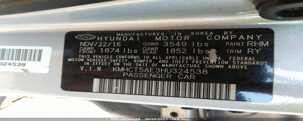 KMHCT5AE3HU324538 2017 HYUNDAI ACCENT photo no. 9