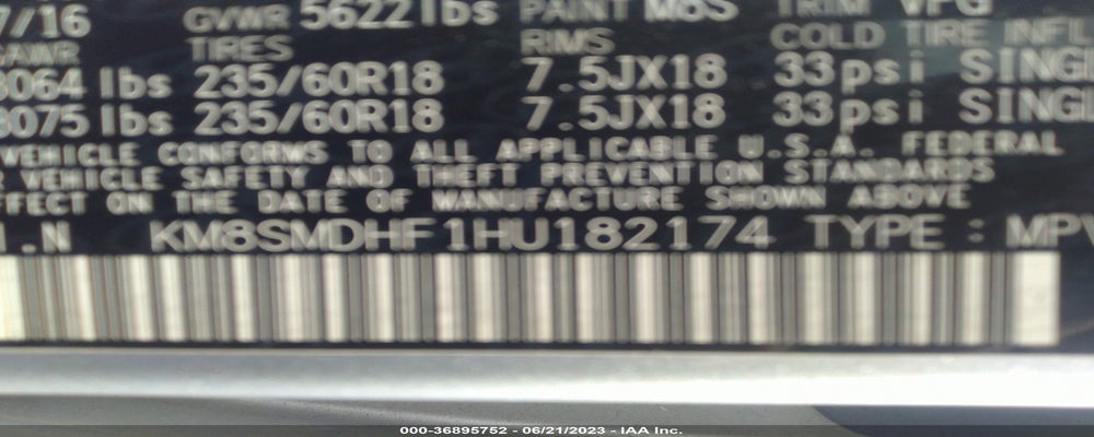 KM8SMDHF1HU182174 2017 HYUNDAI SANTA FE photo no. 9