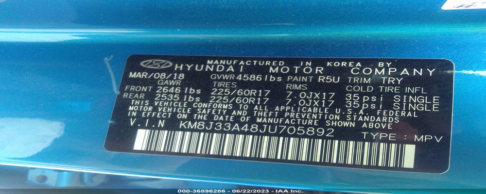 KM8J33A48JU705892 2018 HYUNDAI TUCSON photo no. 9