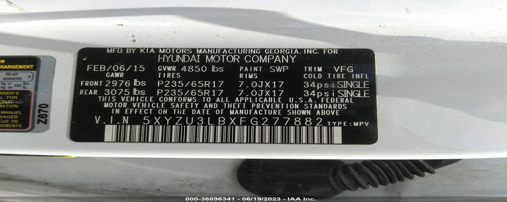 5XYZU3LBXFG277882 2015 HYUNDAI SANTA FE SPORT photo no. 9