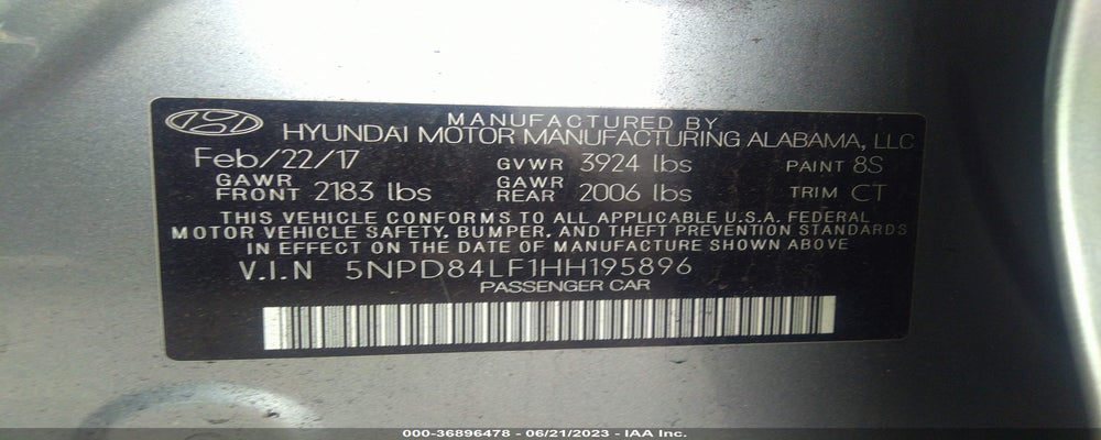 5NPD84LF1HH195896 2017 HYUNDAI ELANTRA photo no. 9