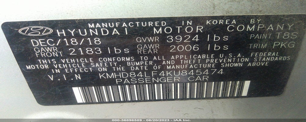 KMHD84LF4KU845474 2019 HYUNDAI ELANTRA photo no. 9