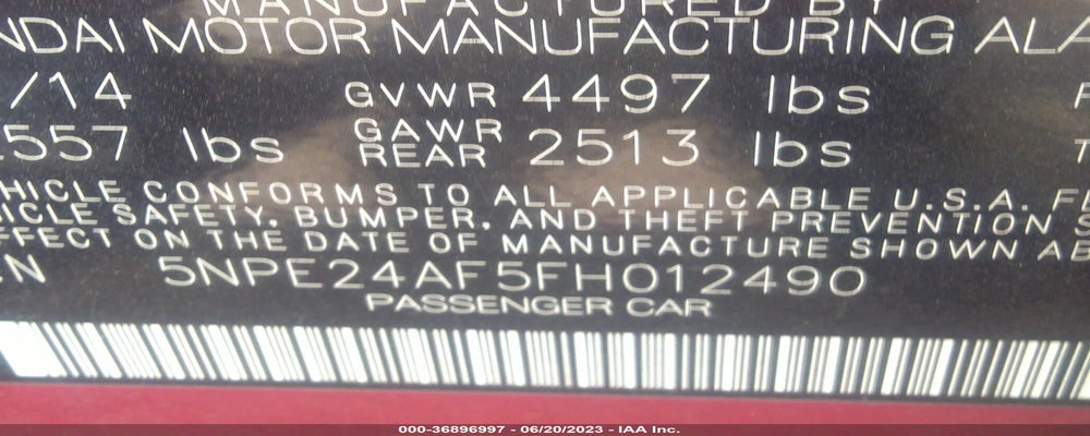 5NPE24AF5FH012490 2015 HYUNDAI SONATA photo no. 9