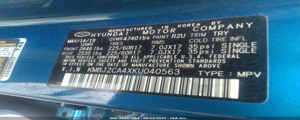 KM8J2CA4XKU040563 2019 HYUNDAI TUCSON photo no. 9