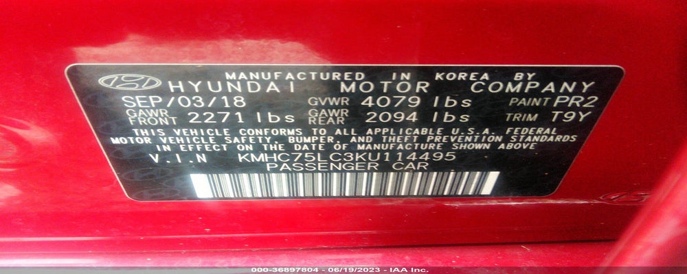 KMHC75LC3KU114495 2019 HYUNDAI IONIQ HYBRID photo no. 9