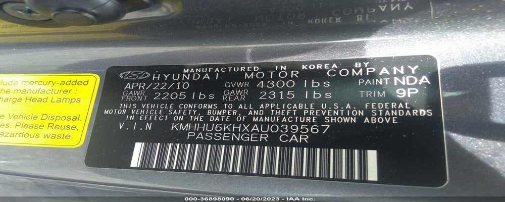 KMHHU6KHXAU039567 2010 HYUNDAI GENESIS COUPE photo no. 9