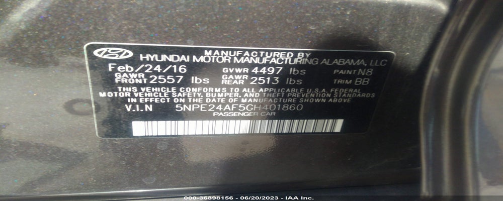 5NPE24AF5GH401860 2016 HYUNDAI SONATA photo no. 9