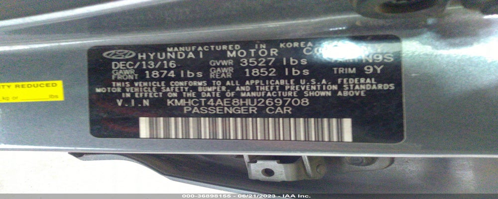 KMHCT4AE8HU269708 2017 HYUNDAI ACCENT photo no. 9