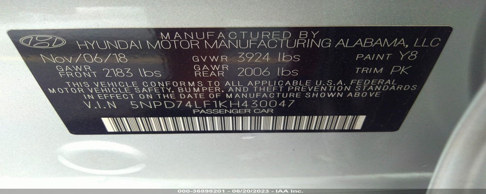 5NPD74LF1KH430047 2019 HYUNDAI ELANTRA photo no. 9