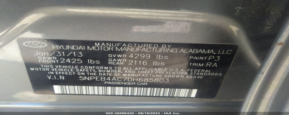 5NPEB4AC7DH685803 2013 HYUNDAI SONATA photo no. 9