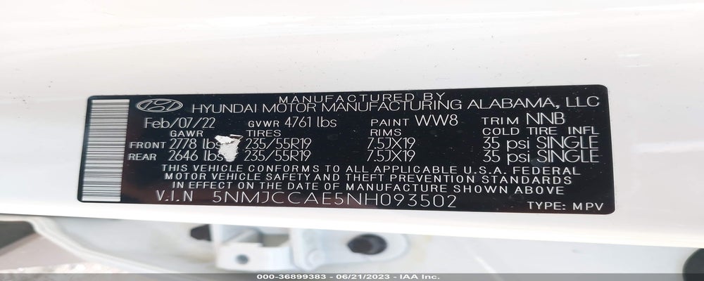 5NMJCCAE5NH093502 2022 HYUNDAI TUCSON photo no. 9