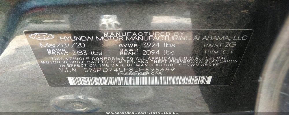 5NPD74LF8LH595689 2020 HYUNDAI ELANTRA photo no. 9
