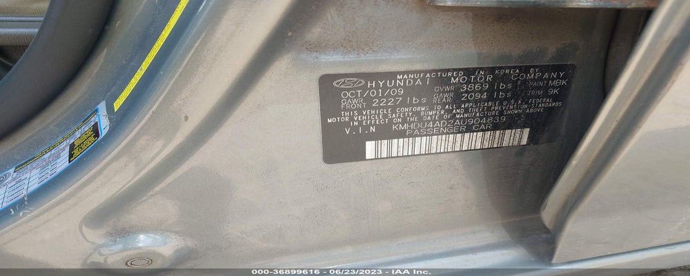 KMHDU4AD2AU904839 2010 HYUNDAI ELANTRA photo no. 9