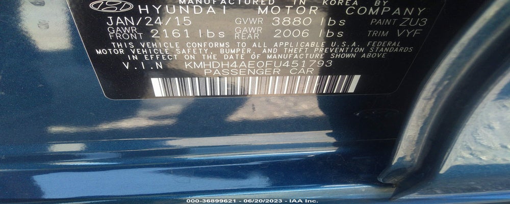 KMHDH4AE0FU451793 2015 HYUNDAI ELANTRA photo no. 9