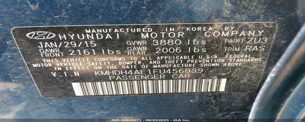 KMHDH4AE1FU456839 2015 HYUNDAI ELANTRA photo no. 9