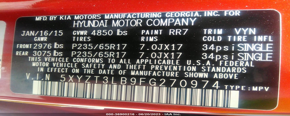 5XYZT3LB9FG270974 2015 HYUNDAI SANTA FE SPORT photo no. 9