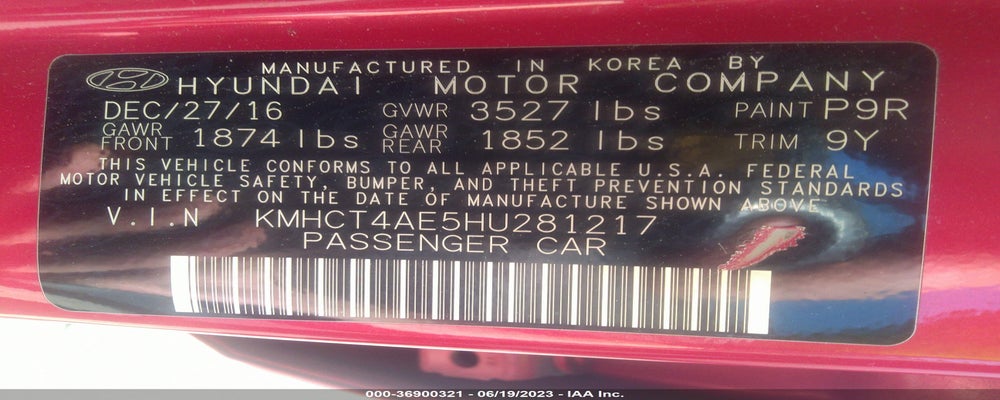 KMHCT4AE5HU281217 2017 HYUNDAI ACCENT photo no. 9