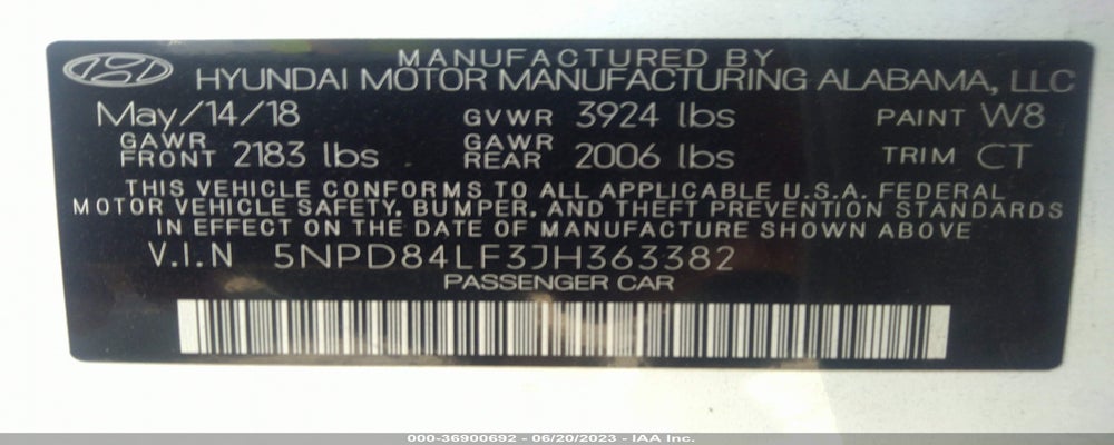 5NPD84LF3JH363382 2018 HYUNDAI ELANTRA photo no. 9
