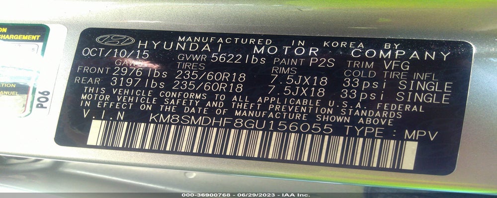KM8SMDHF8GU156055 2016 HYUNDAI SANTA FE photo no. 9