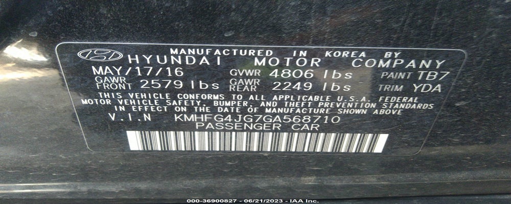 KMHFG4JG7GA568710 2016 HYUNDAI AZERA photo no. 9