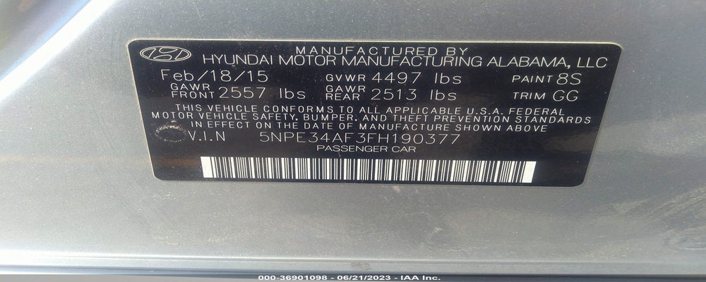 5NPE34AF3FH190377 2015 HYUNDAI SONATA photo no. 9