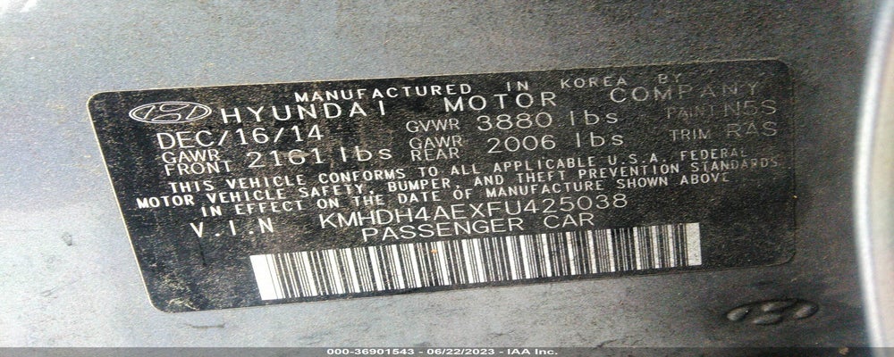 KMHDH4AEXFU425038 2015 HYUNDAI ELANTRA photo no. 9