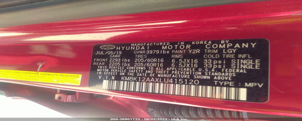 KM8K12AAXLU415120 2020 HYUNDAI KONA photo no. 9