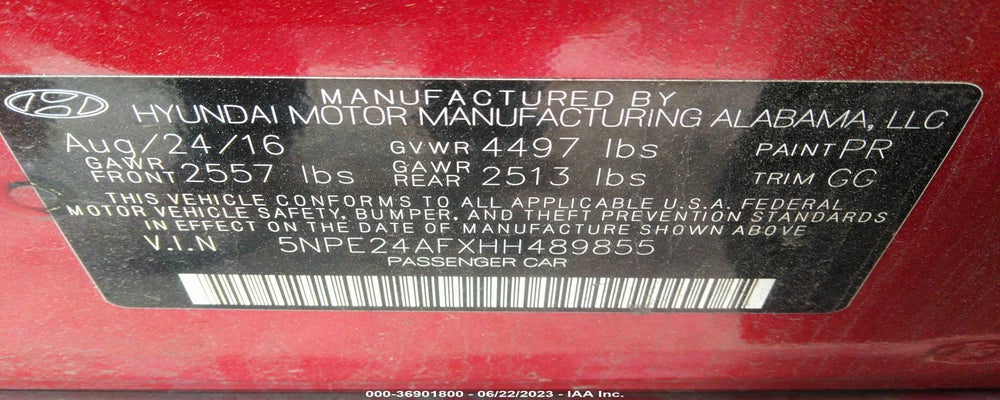 5NPE24AFXHH489855 2017 HYUNDAI SONATA photo no. 9