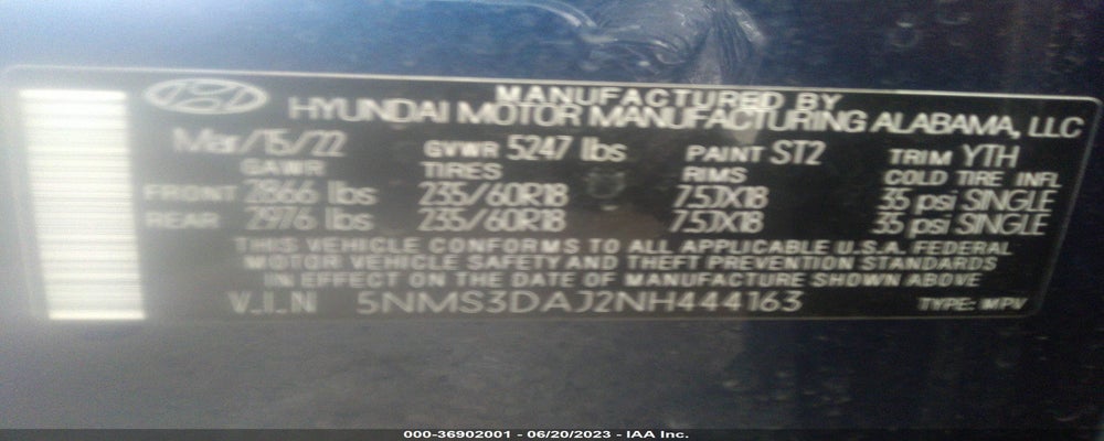 5NMS3DAJ2NH444163 2022 HYUNDAI SANTA FE photo no. 9