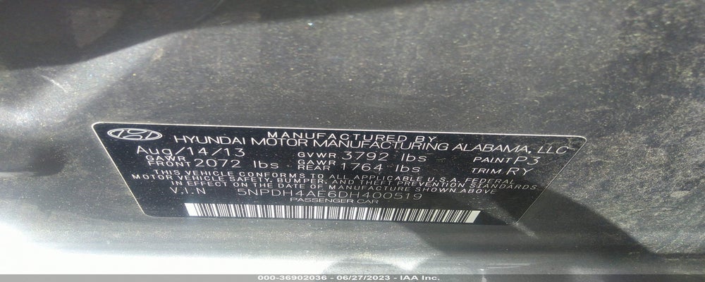 5NPDH4AE6DH400519 2013 HYUNDAI ELANTRA photo no. 9