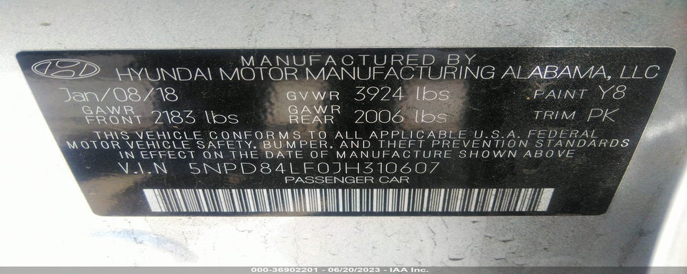5NPD84LF0JH310607 2018 HYUNDAI ELANTRA photo no. 9