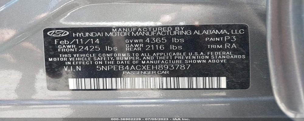 5NPEB4ACXEH893787 2014 HYUNDAI SONATA photo no. 9