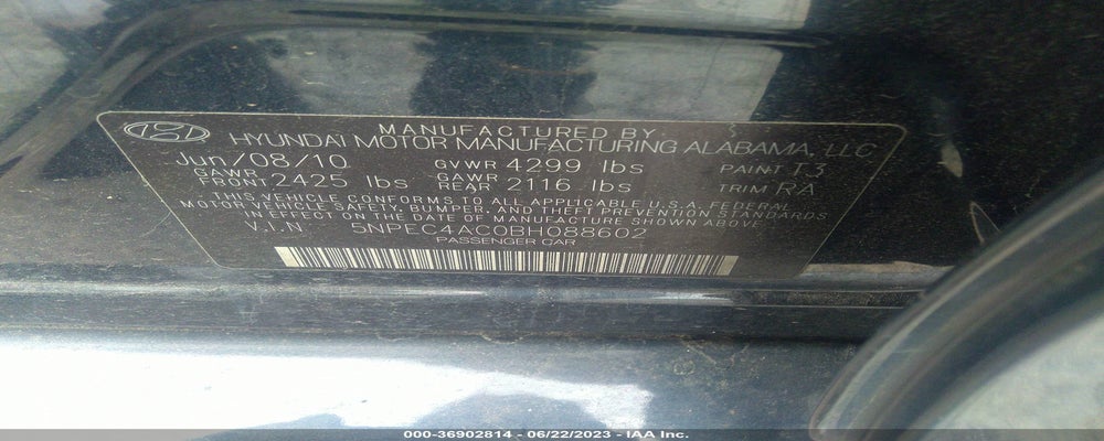 5NPEC4AC0BH088602 2011 HYUNDAI SONATA photo no. 9