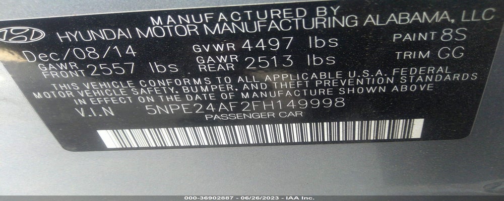 5NPE24AF2FH149998 2015 HYUNDAI SONATA photo no. 9