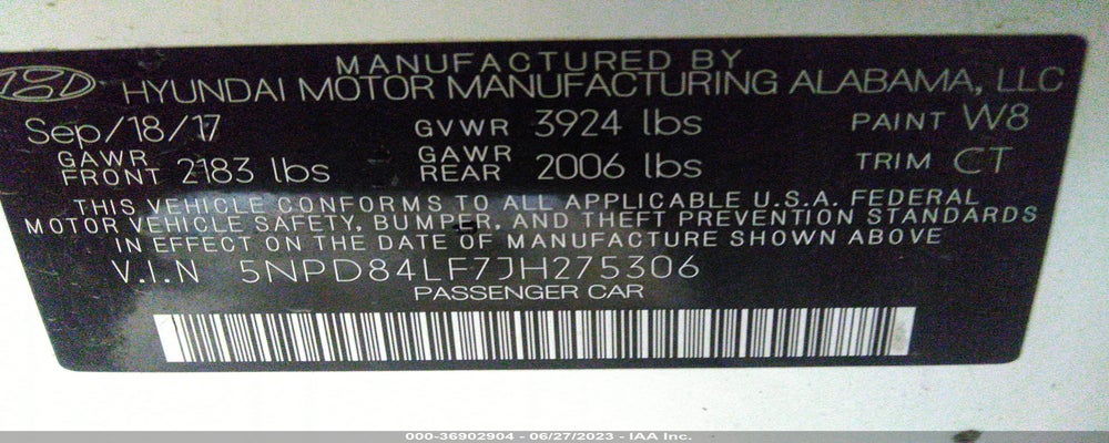 5NPD84LF7JH275306 2018 HYUNDAI ELANTRA photo no. 9