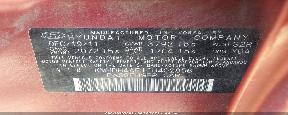 KMHDH4AE1CU402856 2012 HYUNDAI ELANTRA photo no. 9
