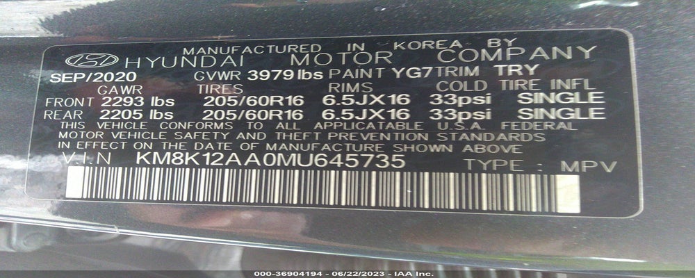 KM8K12AA0MU645735 2021 HYUNDAI KONA photo no. 9