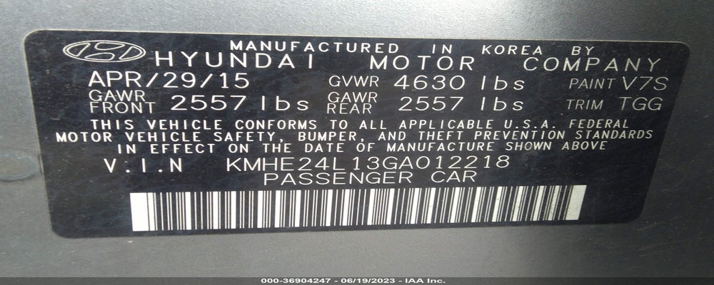 KMHE24L13GA012218 2016 HYUNDAI SONATA HYBRID photo no. 9