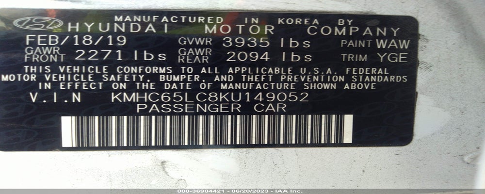 KMHC65LC8KU149052 2019 HYUNDAI IONIQ HYBRID photo no. 9
